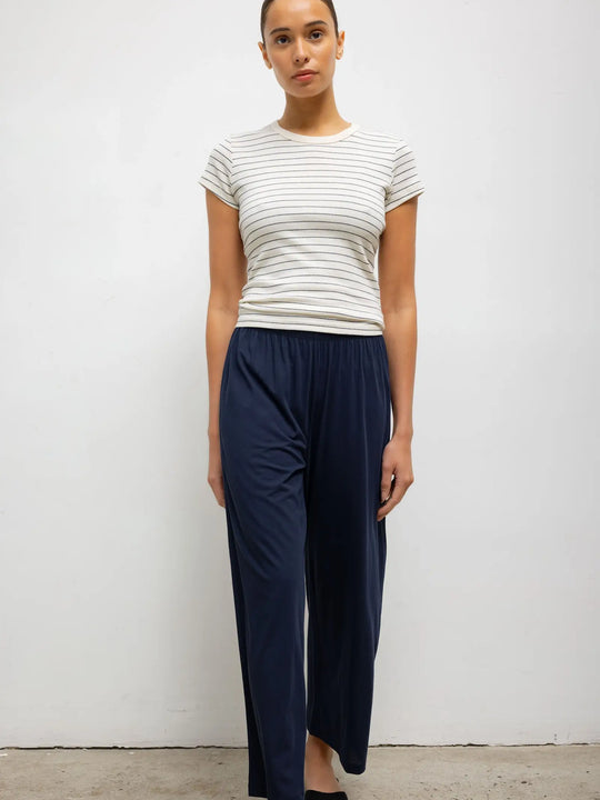 Leset Nando Slim Fit Tee - Natural & Midnight Stripe