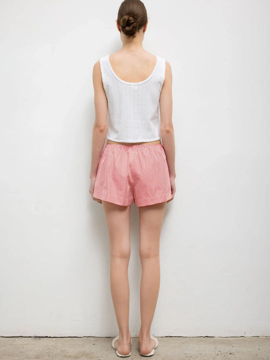 Leset Pointelle Button Down Tank - White