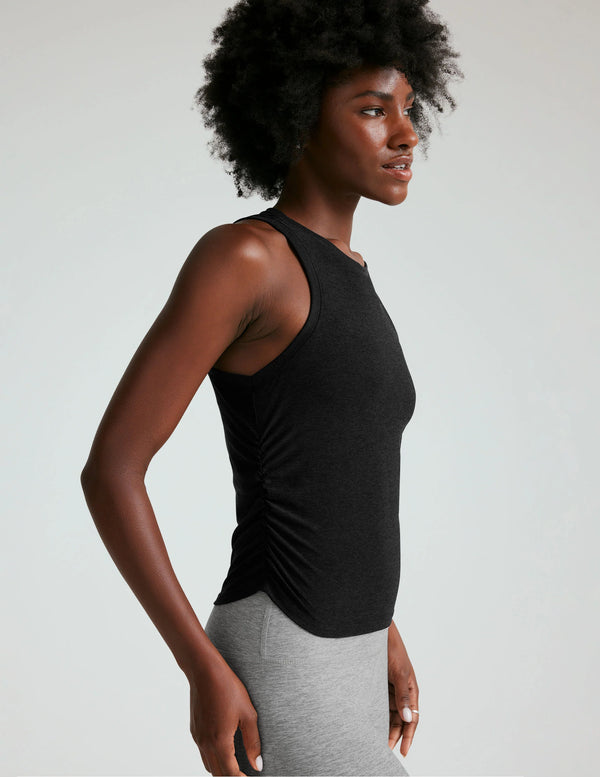 Beyond Yoga Featherweight Your Fit Shirred Tank Darkest Night