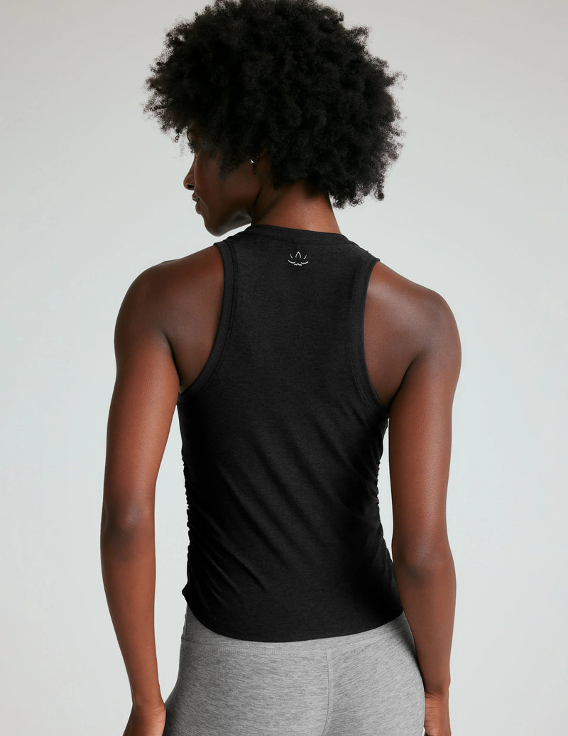 Beyond Yoga Featherweight Your Fit Shirred Tank Darkest Night