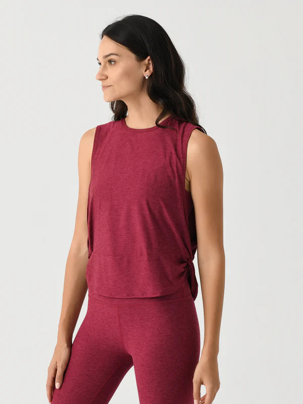 Beyond Yoga Featherweight Side Note Twist Tank Bordeaux Heather