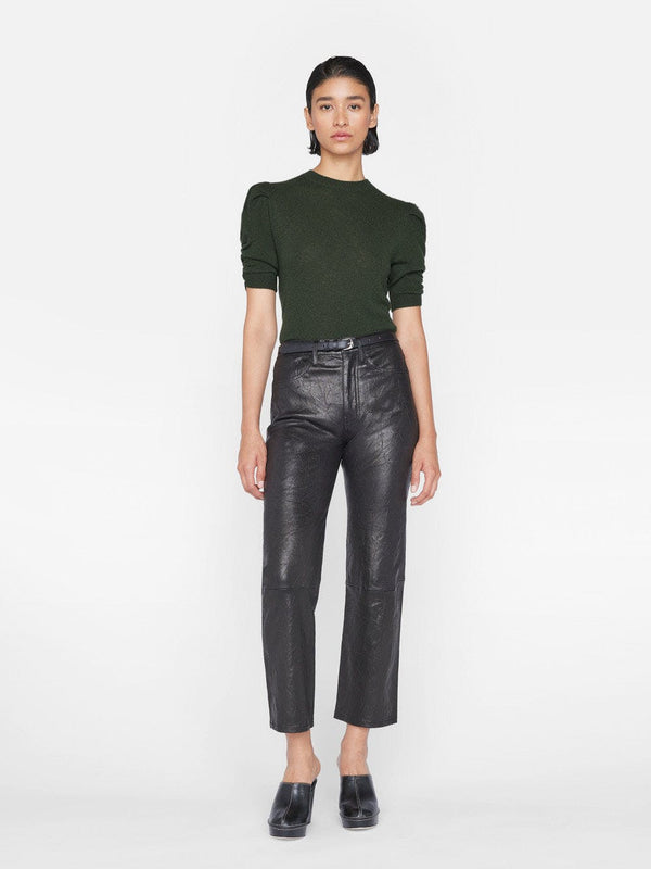 Frame Ruched Sleeve Cashmere Sweater in Surplus