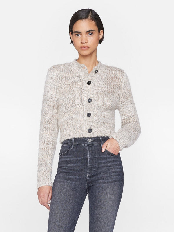 Frame Marl Cardi Sweater in Oatmeal Heather Multi