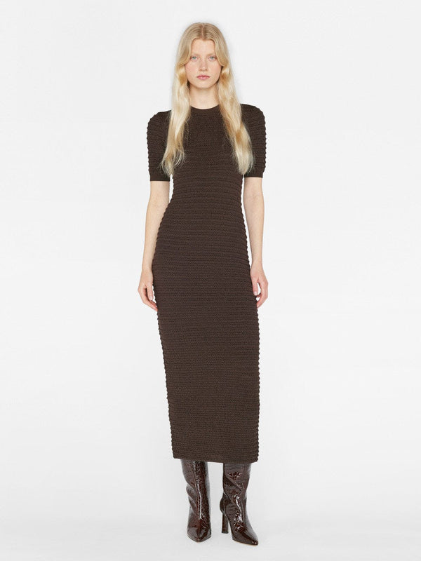 Frame Smocked Knit Dress in Espresso