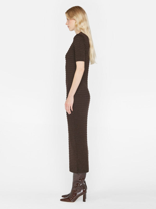 Frame Smocked Knit Dress in Espresso