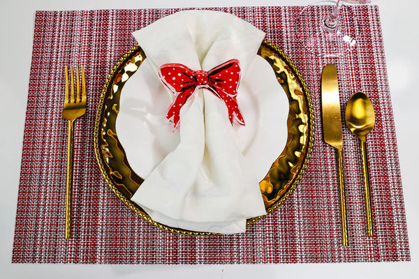 Lauren Dunn Red Polka Dot Bow Acrylic Napkin Ring