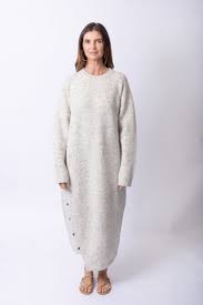 Lauren Manoogian Button Dress White Tweed