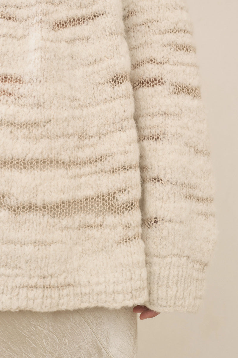 Lauren Manoogian Handknit Threadbare Pullover Raw White