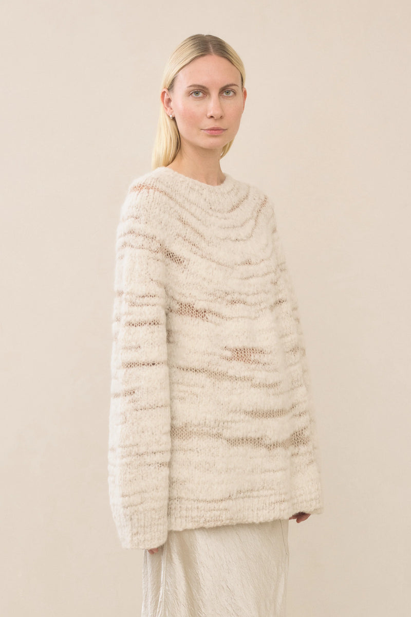 Lauren Manoogian Handknit Threadbare Pullover Raw White