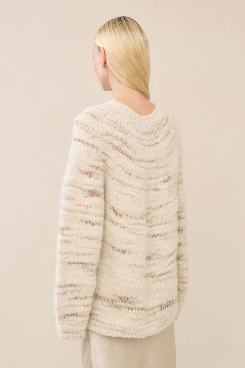 Lauren Manoogian Handknit Threadbare Pullover Raw White