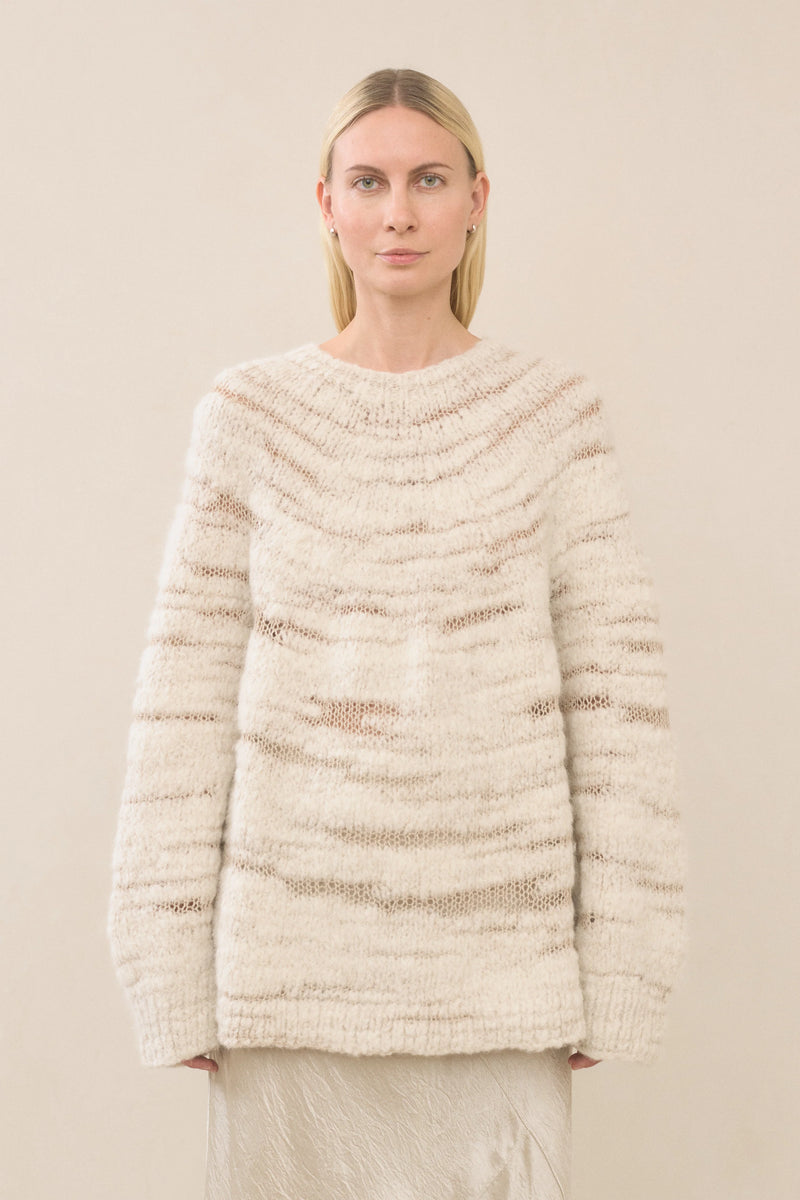 Lauren Manoogian Handknit Threadbare Pullover Raw White