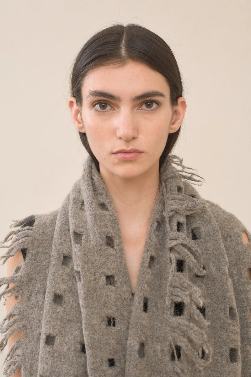 Lauren Manoogian Handwoven Felt Grid Wrap Carrara