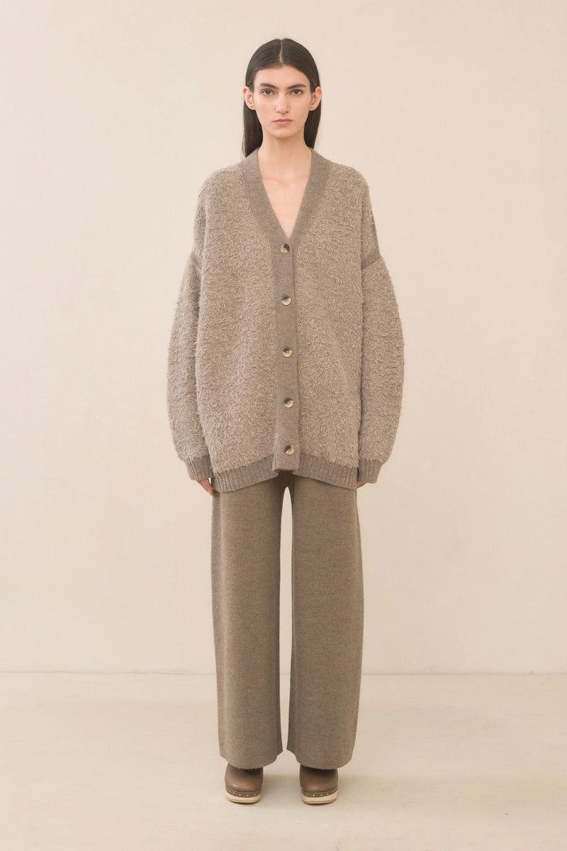 Lauren Manoogian Sherpa Cardigan Taupe/Granite