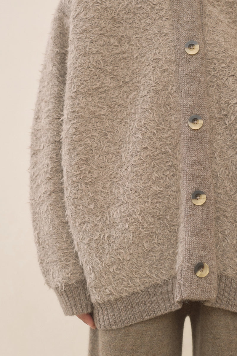 Lauren Manoogian Sherpa Cardigan Taupe/Granite