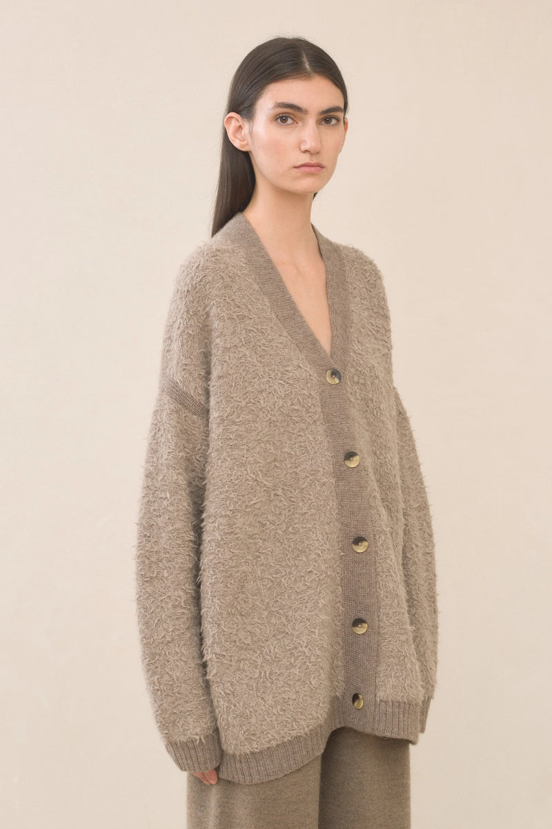 Lauren Manoogian Sherpa Cardigan Taupe/Granite