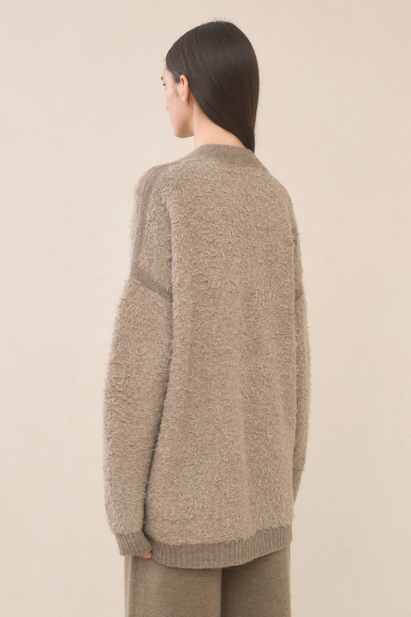 Lauren Manoogian Sherpa Cardigan Taupe/Granite