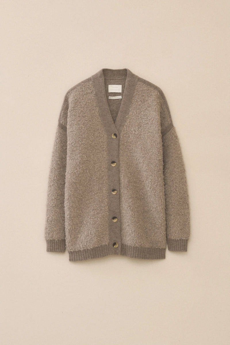 Lauren Manoogian Sherpa Cardigan Taupe/Granite