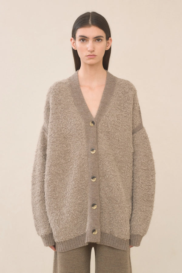 Lauren Manoogian Sherpa Cardigan Taupe/Granite