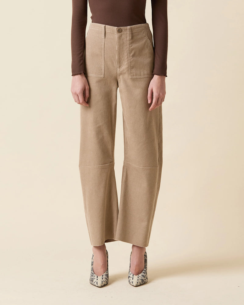 Le Jean Corduroy Utility Soft Barrel Mid Rise Beige