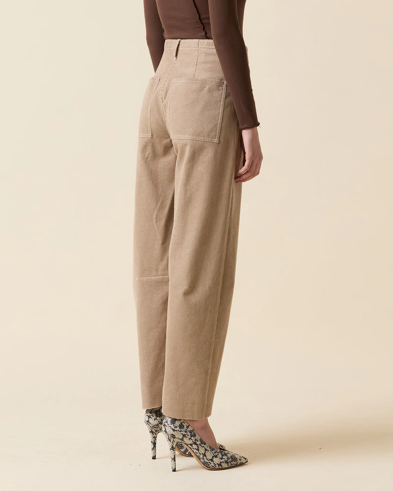 Le Jean Corduroy Utility Soft Barrel Mid Rise Beige
