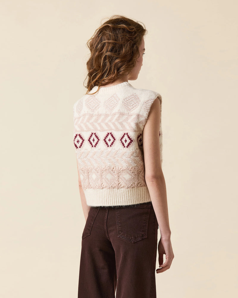Le Jean Fair Isle Vest Cream