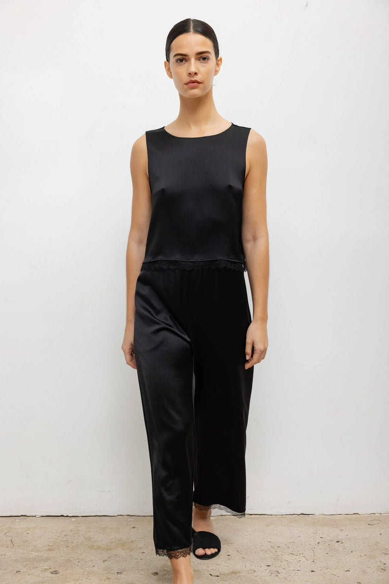 Leset Barb Crop Sleeveless Crew Black