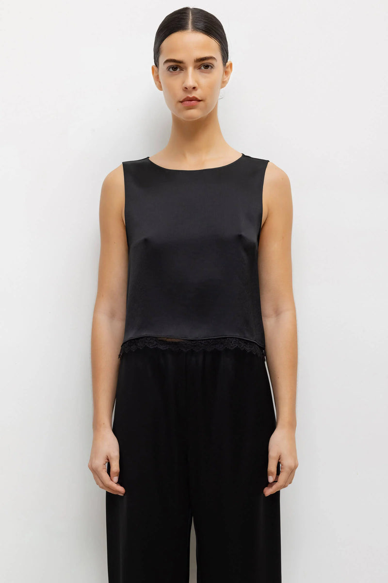 Leset Barb Crop Sleeveless Crew Black