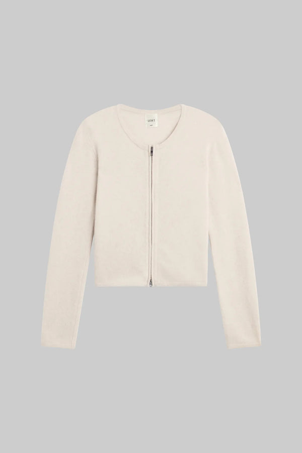 Leset Jesse Zip Cardigan Alabaster