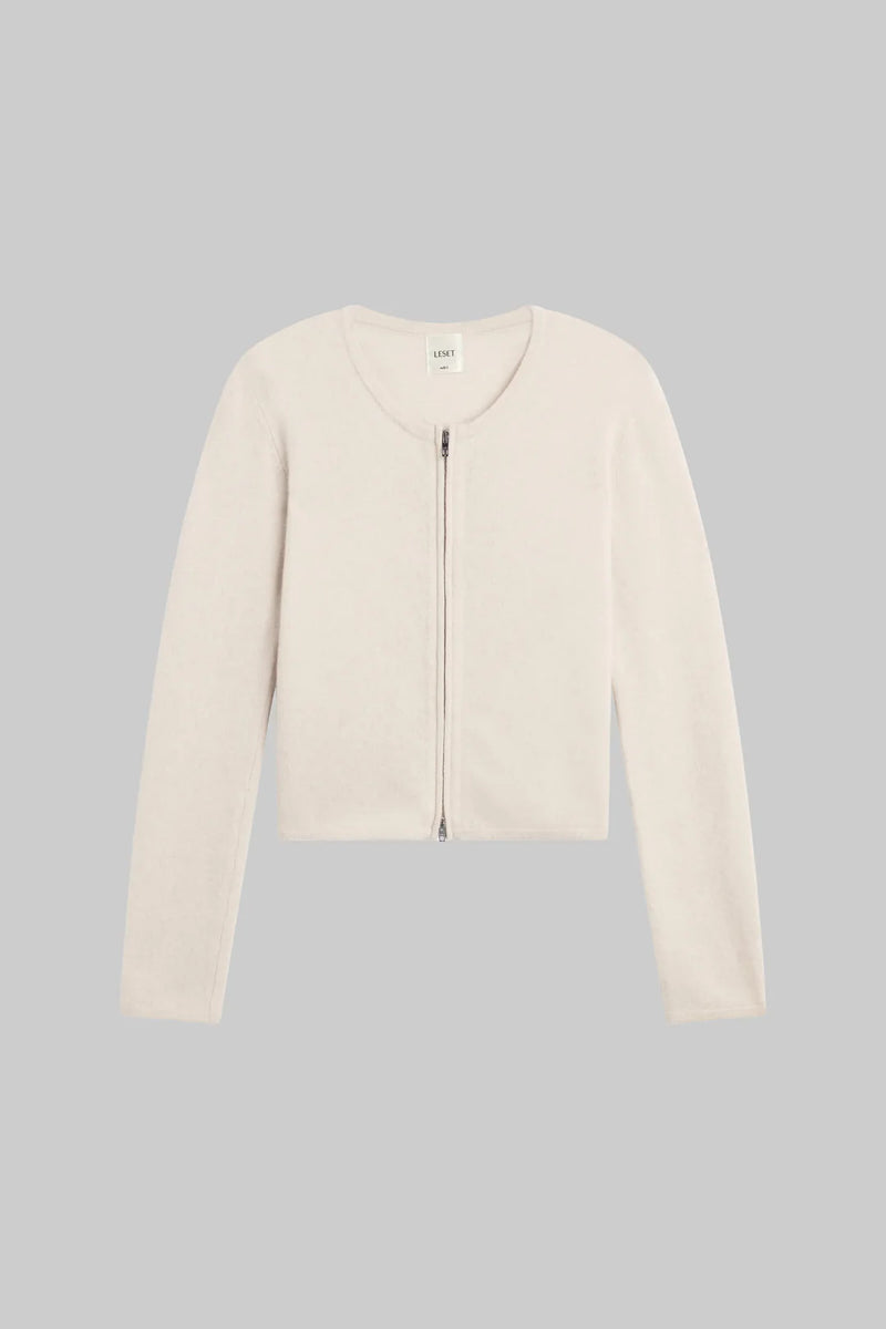 Leset Jesse Zip Cardigan Alabaster