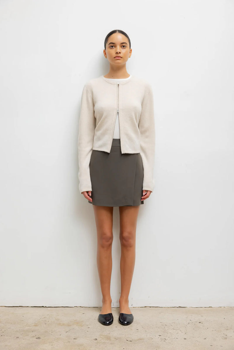 Leset Jesse Zip Cardigan Alabaster