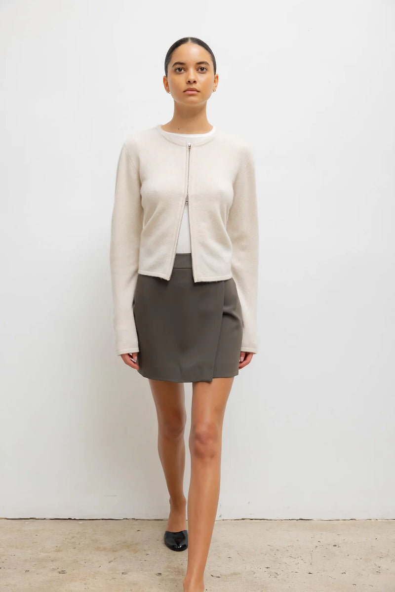 Leset Jesse Zip Cardigan Alabaster