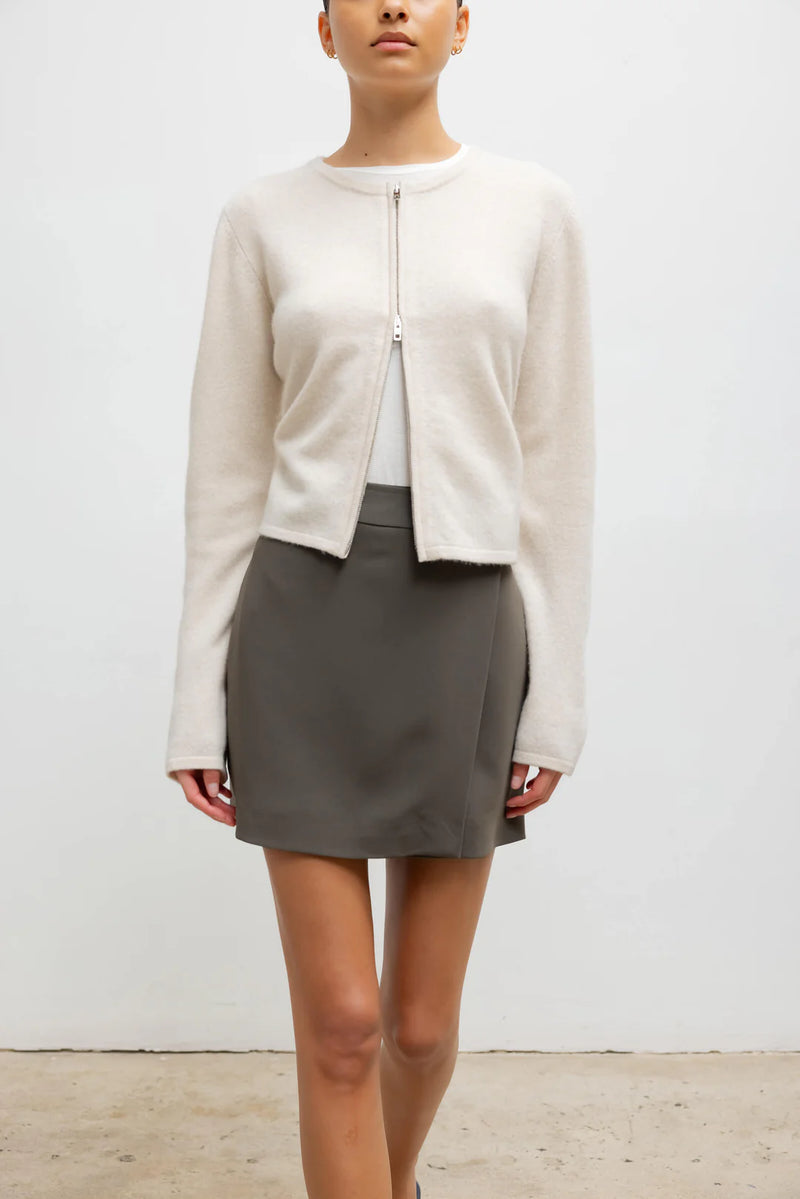 Leset Jesse Zip Cardigan Alabaster