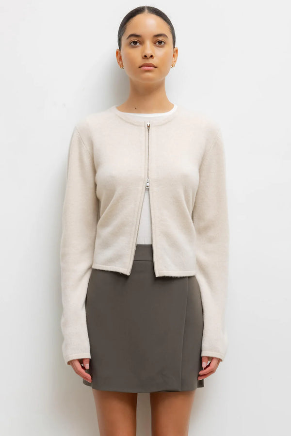 Leset Jesse Zip Cardigan Alabaster