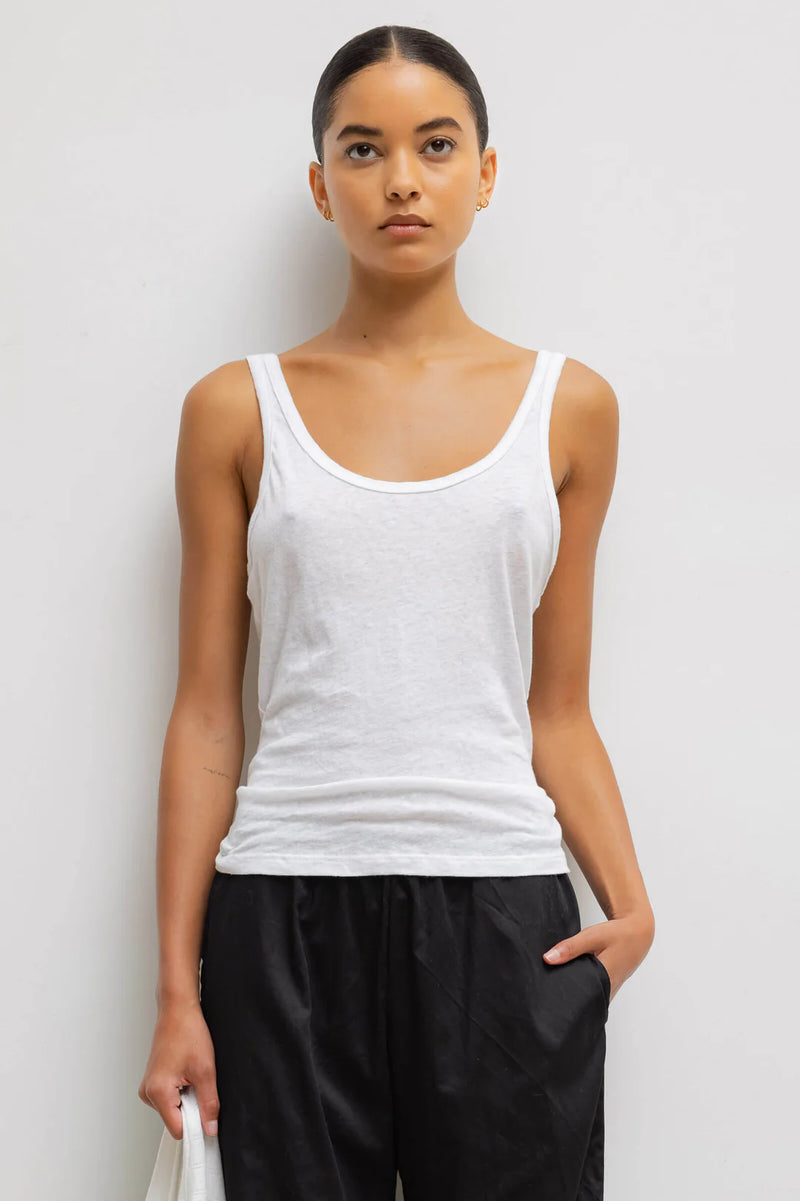 Leset Laura Scoop Neck Tank - White
