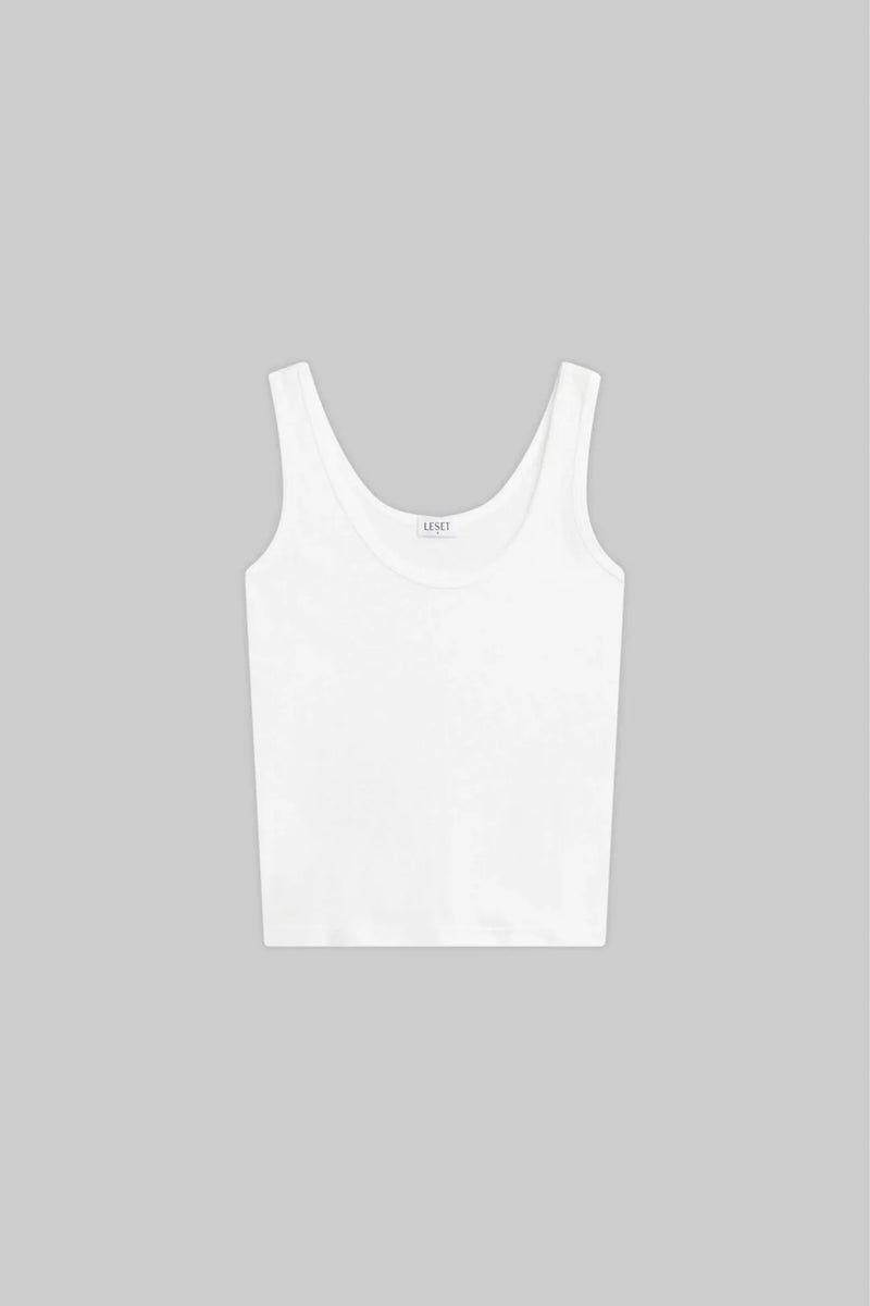 Leset Laura Scoop Neck Tank - White