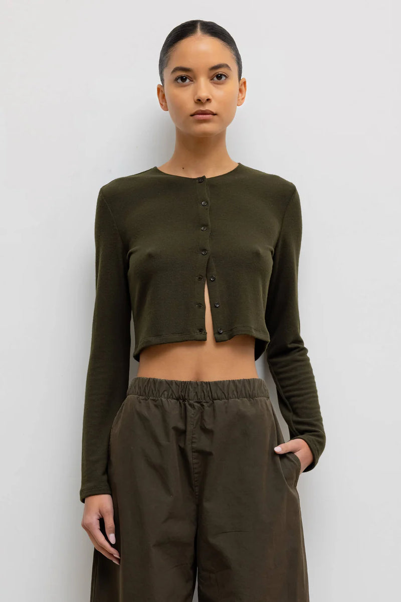 Leset Lauren Crop Cardigan Ii Moss