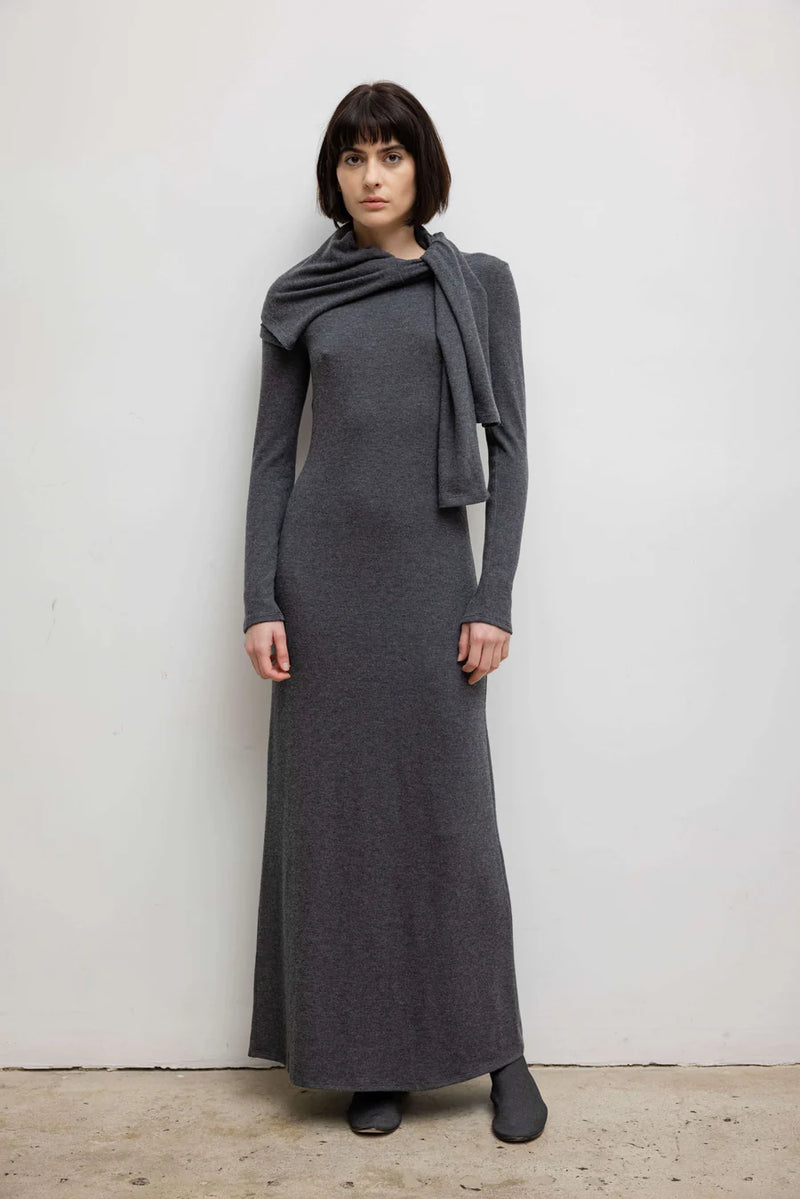 Leset Lauren Long Sleeve Maxi Dress Charcoal