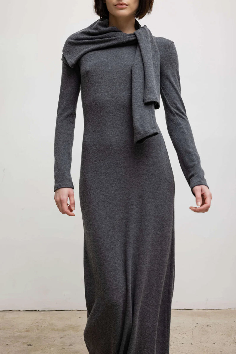 Leset Lauren Long Sleeve Maxi Dress Charcoal