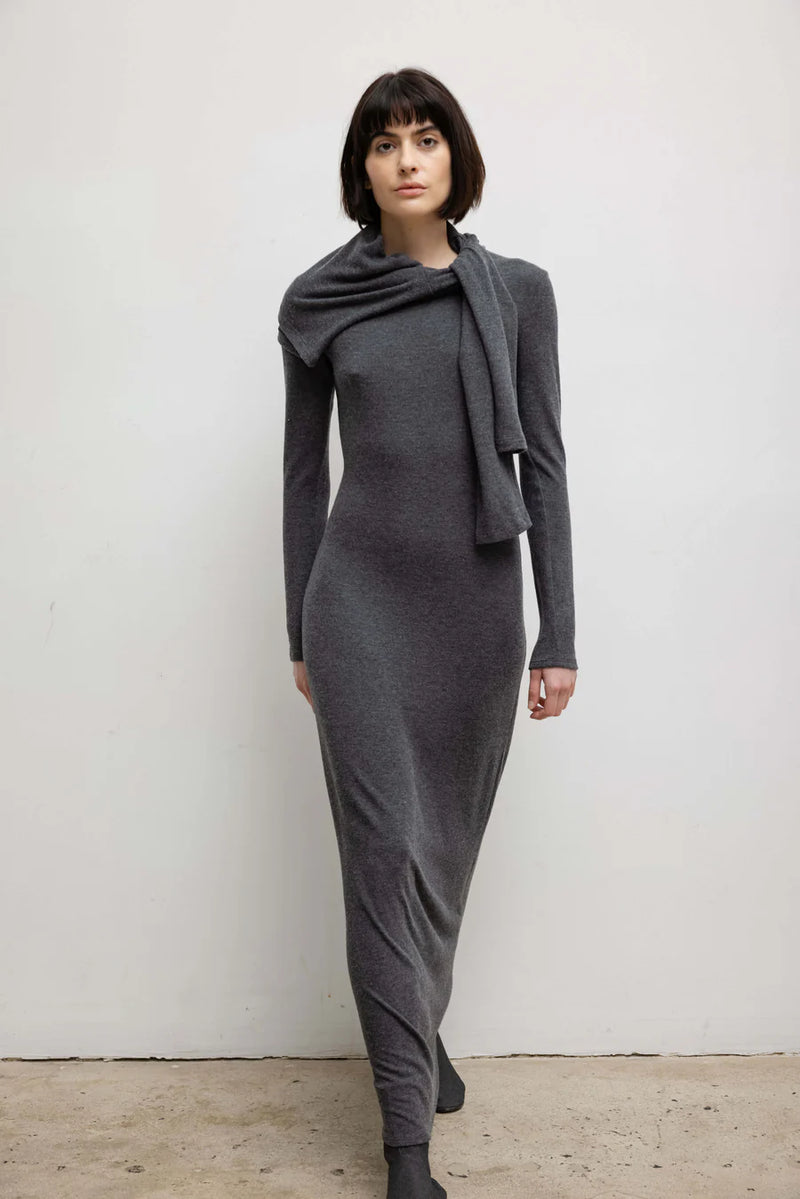 Leset Lauren Long Sleeve Maxi Dress Charcoal