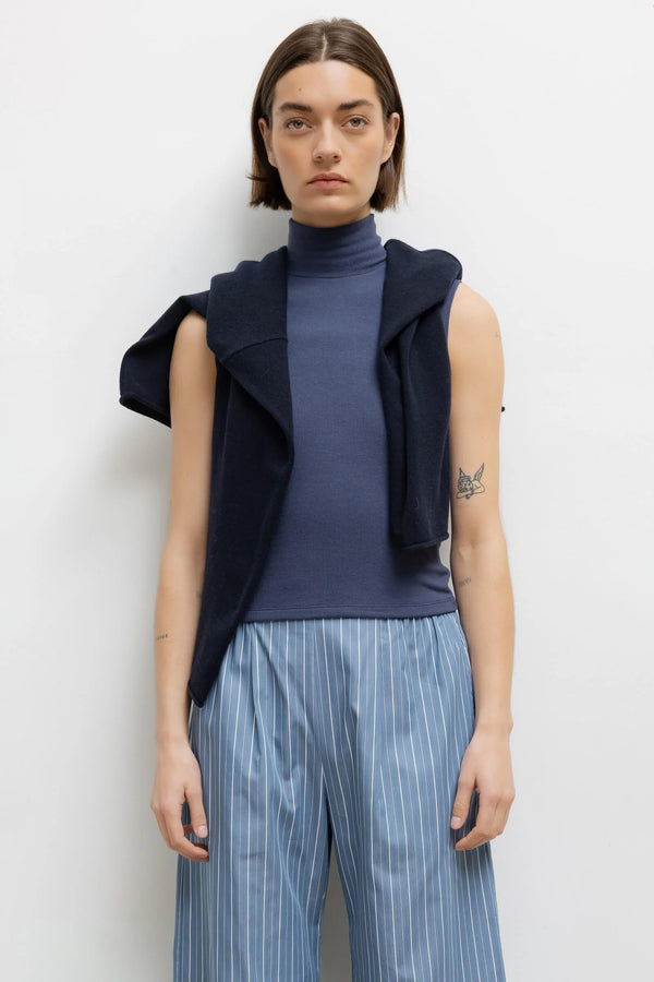 Leset Lauren Sleeveless Turtleneck Marine