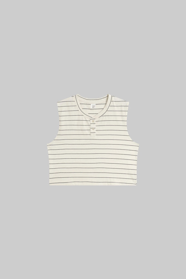 Leset Margo Stripe Sleeveless Henley Natural/ Midnight Stripe