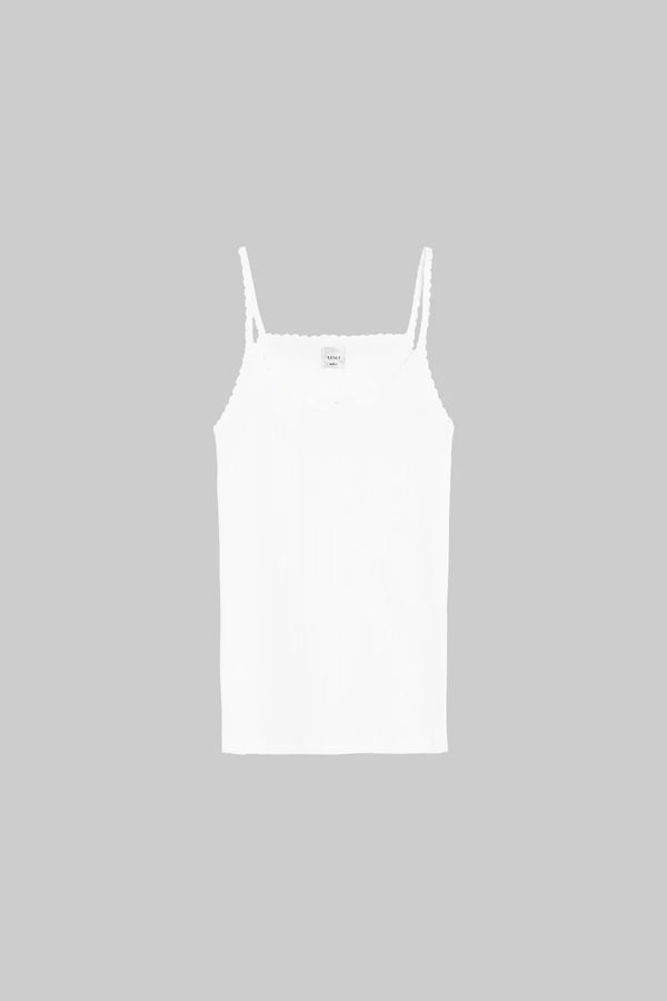 Leset Pointelle Classic Tank Top White