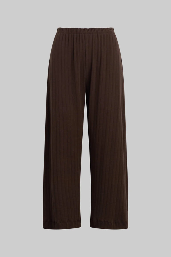 Leset Pointelle Crop Wide Leg Pant Choco