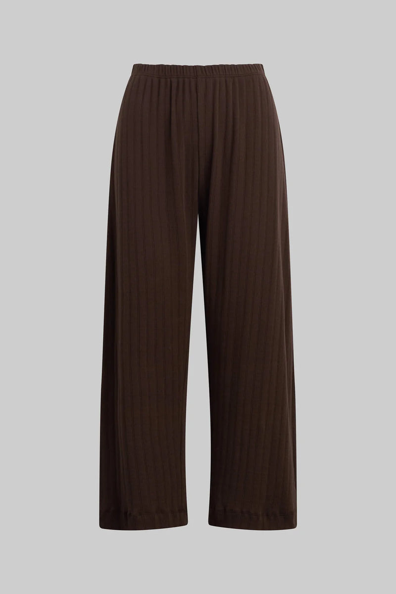 Leset Pointelle Crop Wide Leg Pant Choco