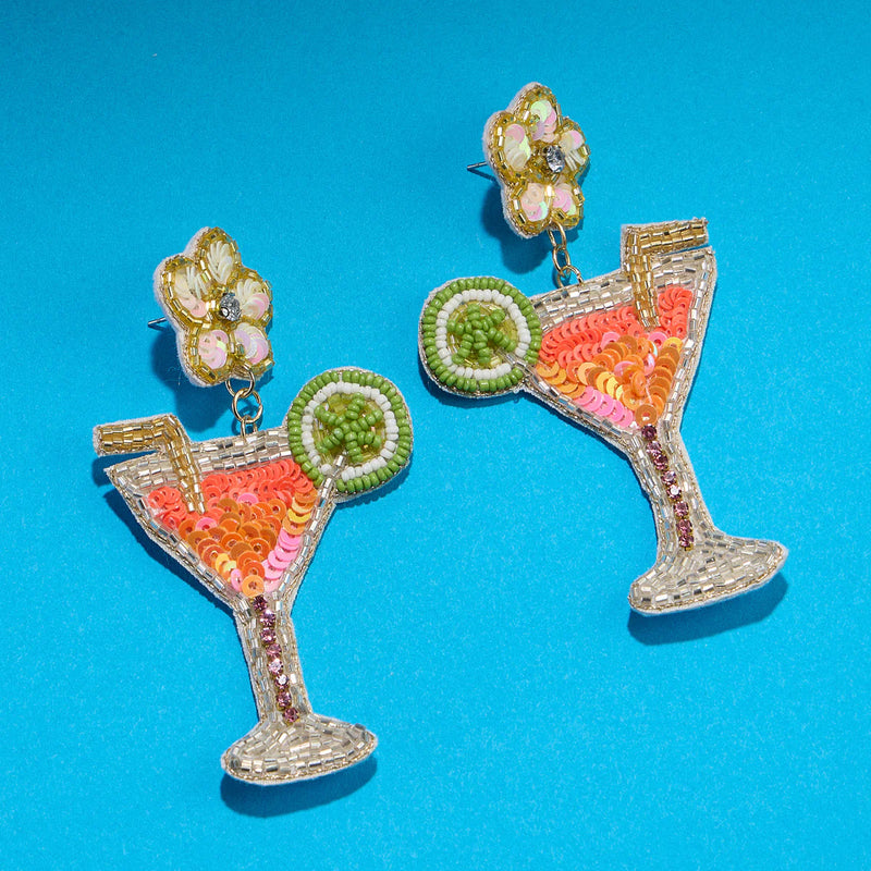 Lilla Haven Beaded Martini Glas Earrings - Fun