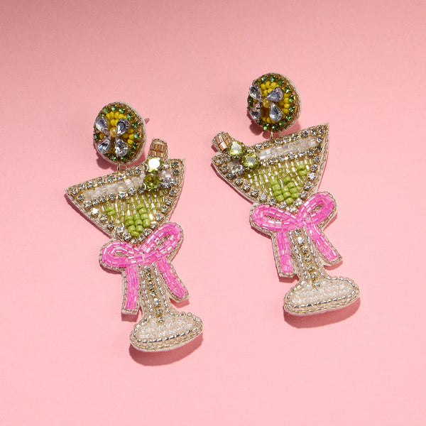 Lilla Haven Beaded Martini Glass Earrings - Glam