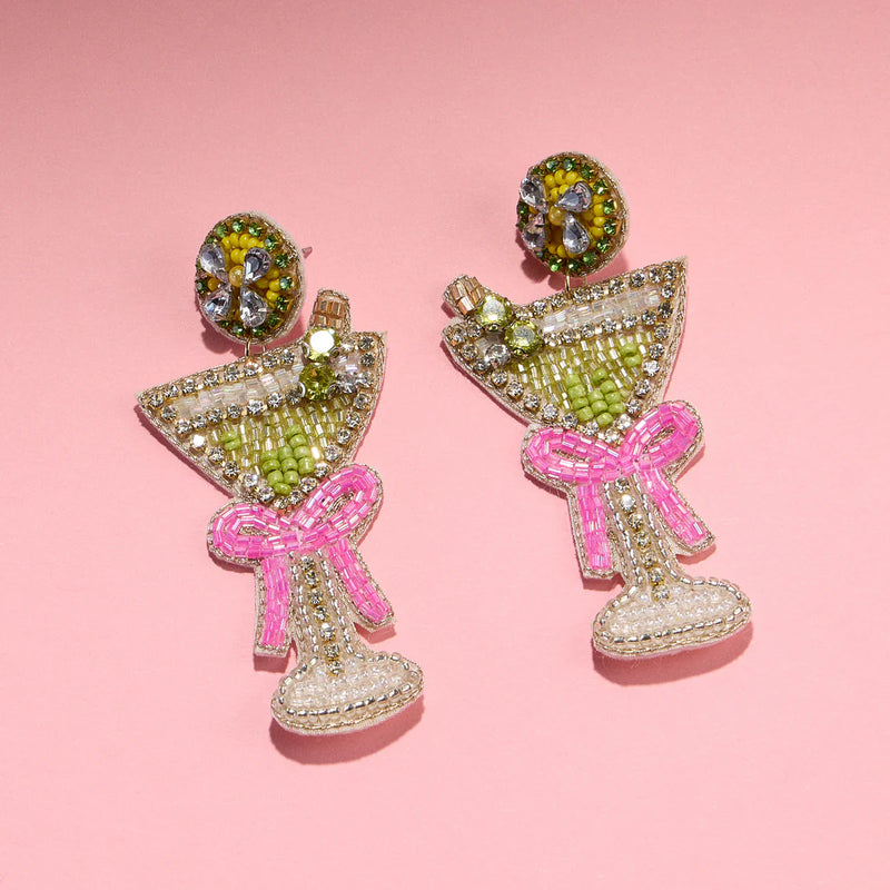Lilla Haven Beaded Martini Glass Earrings - Glam