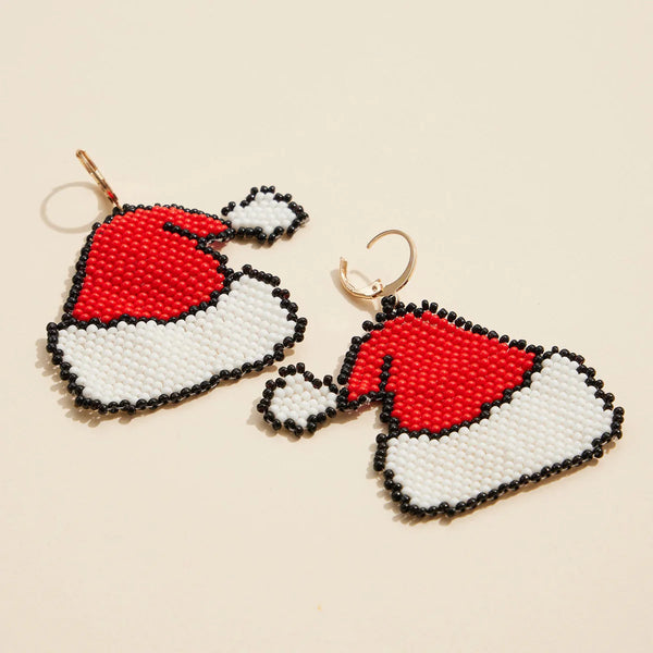 Lilla Haven Beaded Santa Hat Earrings