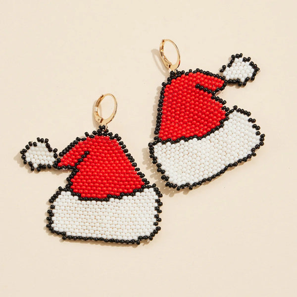 Lilla Haven Beaded Santa Hat Earrings