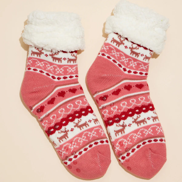Lilla Haven Christmas Fuzzy Lining Socks Red